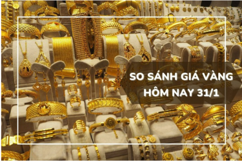 So sánh giá vàng hôm nay 31/1: Vàng SJC tiếp tục tăng lên mốc 77,7 triệu đồng/lượng